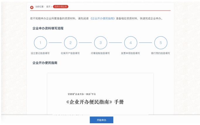 企業(yè)開辦引導(dǎo)頁(yè)面
