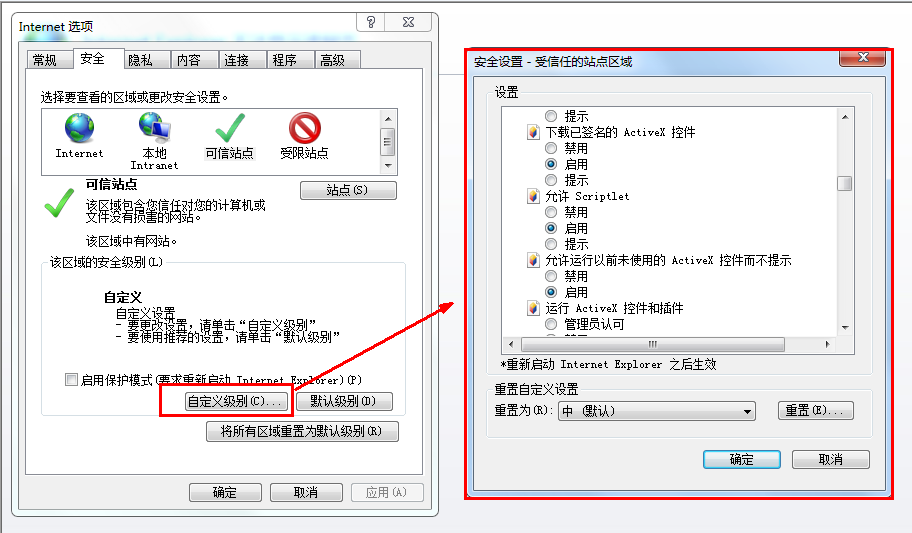 信任站點的添加