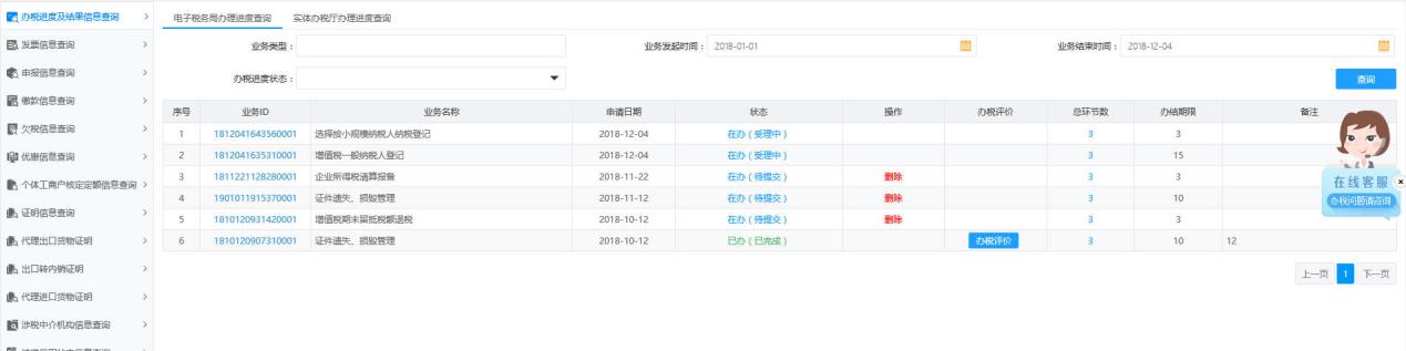 河南省電子稅務(wù)局辦稅進(jìn)度及結(jié)果信息查詢