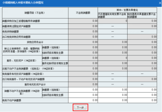 山西省電子稅務(wù)局小規(guī)模納稅人申報(bào)本期收入分類情況