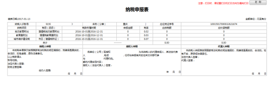 打印納稅申報(bào)表