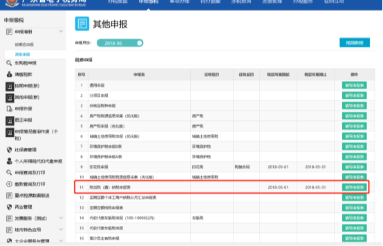 進(jìn)入附加稅（費）納稅申報表