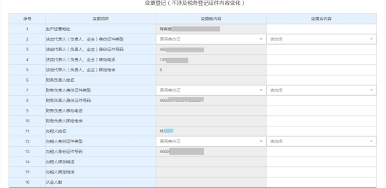 填寫變更登記（不涉及稅務登記證件內(nèi)容變化）信息