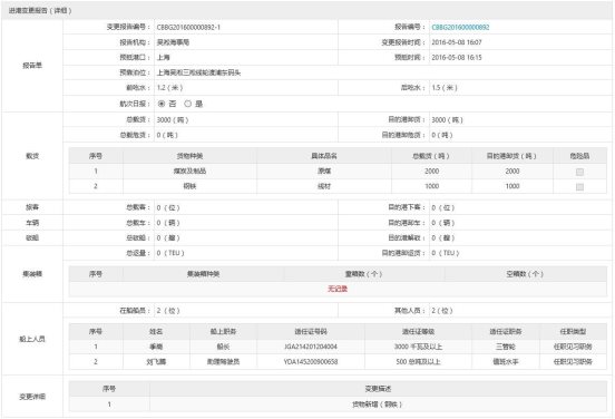 進港報告變更詳細(xì)