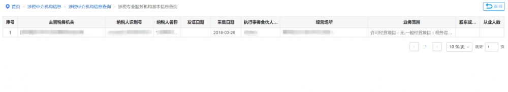 涉稅專業(yè)服務機構基本信息查詢
