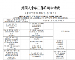 外國人來華工作許可申請(qǐng)表